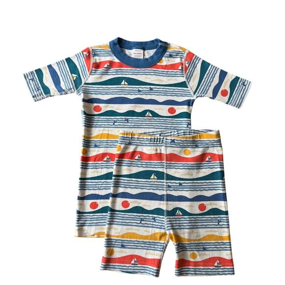 Hanna Andersson Other - Hanna Andersson Sailboat Print Short Pajama Set Kids Size 10 Organic Cotton